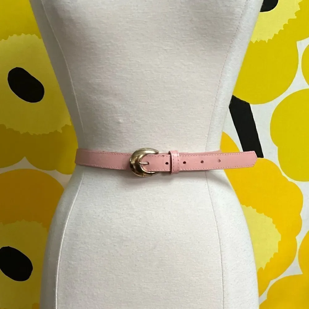 Vintage 1980s Pale Pink Gold Hardware Leather Belt